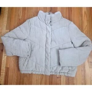 CI Sono ivory, corduroy, adjustable puffer bomber, lined jacket sz L